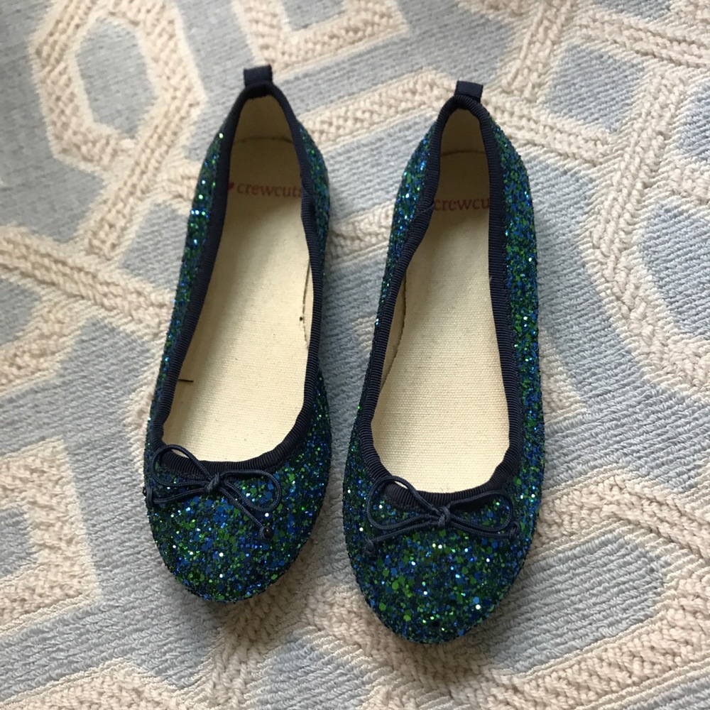 NWT JCrew crewcuts glitter ballet flats size 12T